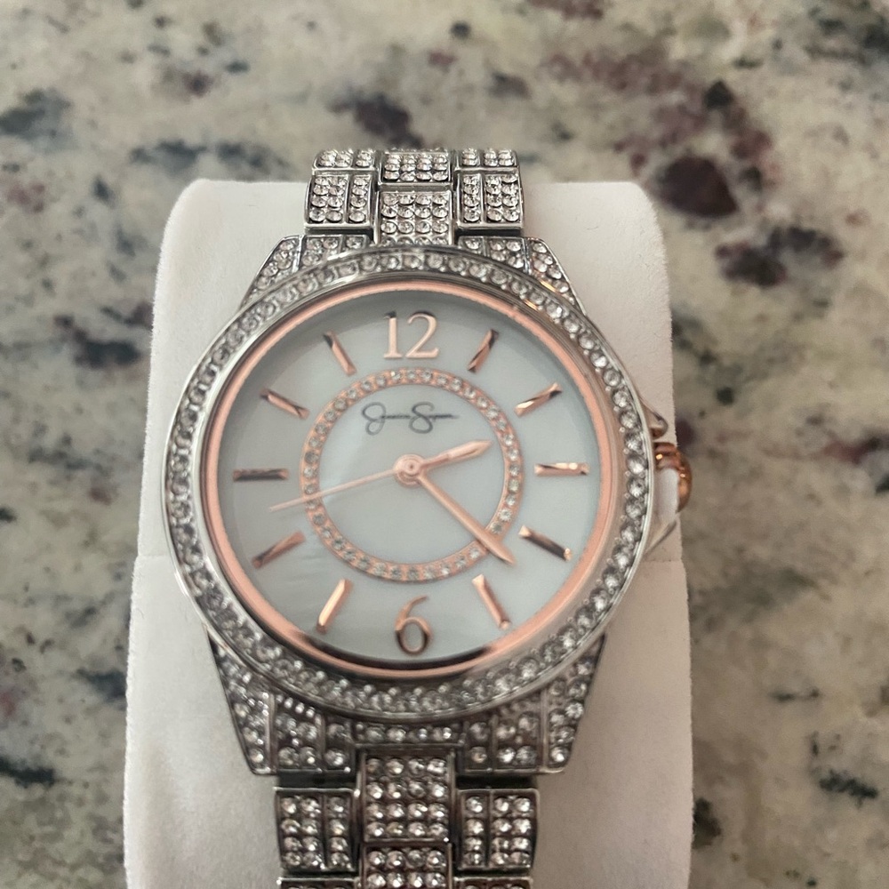 Jessica Simpson Silver and Rose Gold Women's Watch